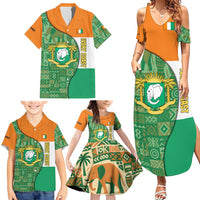 Ivory Coast Family Matching Summer Maxi Dress and Hawaiian Shirt with Elephant Crest and Tribal Pattern Design - Wonder Print Shop