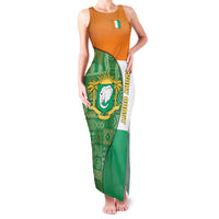 Ivory Coast Family Matching Tank Maxi Dress and Hawaiian Shirt with Elephant Crest and Tribal Pattern Design - Wonder Print Shop