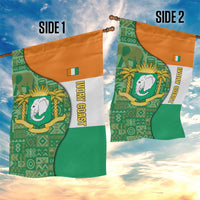 Ivory Coast Garden Flag with Elephant Crest and Tribal Pattern Design - Wonder Print Shop