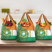 Ivory Coast Grocery Bag with Elephant Crest and Tribal Pattern Design - Wonder Print Shop
