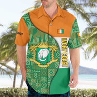 Ivory Coast Hawaiian Shirt with Elephant Crest and Tribal Pattern Design - Wonder Print Shop