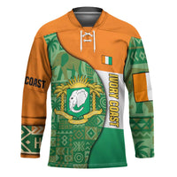 Ivory Coast Hockey Jersey with Elephant Crest and Tribal Pattern Design - Wonder Print Shop