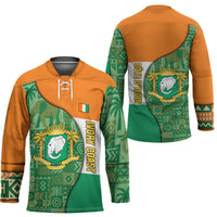 Ivory Coast Hockey Jersey with Elephant Crest and Tribal Pattern Design - Wonder Print Shop