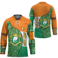 Ivory Coast Hockey Jersey with Elephant Crest and Tribal Pattern Design - Wonder Print Shop