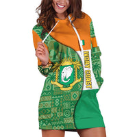 Ivory Coast Hoodie Dress with Elephant Crest and Tribal Pattern Design - Wonder Print Shop