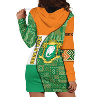 Ivory Coast Hoodie Dress with Elephant Crest and Tribal Pattern Design - Wonder Print Shop