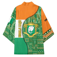 Ivory Coast Kimono with Elephant Crest and Tribal Pattern Design - Wonder Print Shop