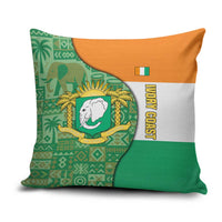 Ivory Coast Pillow Cover with Elephant Crest and Tribal Pattern Design - Wonder Print Shop