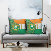 Ivory Coast Pillow Cover with Elephant Crest and Tribal Pattern Design - Wonder Print Shop
