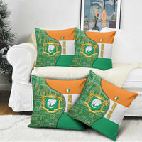 Ivory Coast Pillow Cover with Elephant Crest and Tribal Pattern Design - Wonder Print Shop