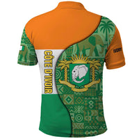 Ivory Coast Polo Shirt with Elephant Crest and Tribal Pattern Design - Wonder Print Shop