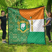Ivory Coast Quilt with Elephant Crest and Tribal Pattern Design - Wonder Print Shop