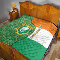 Ivory Coast Quilt with Elephant Crest and Tribal Pattern Design - Wonder Print Shop