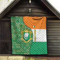 Ivory Coast Quilt with Elephant Crest and Tribal Pattern Design - Wonder Print Shop