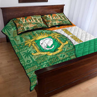 Ivory Coast Quilt Bed Set with Elephant Crest and Tribal Pattern Design - Wonder Print Shop