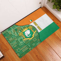 Ivory Coast Rubber Doormat with Elephant Crest and Tribal Pattern Design - Wonder Print Shop