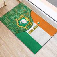 Ivory Coast Rubber Doormat with Elephant Crest and Tribal Pattern Design - Wonder Print Shop