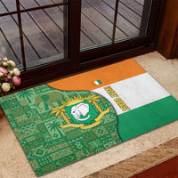 Ivory Coast Rubber Doormat with Elephant Crest and Tribal Pattern Design - Wonder Print Shop