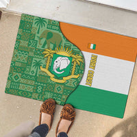 Ivory Coast Rubber Doormat with Elephant Crest and Tribal Pattern Design - Wonder Print Shop