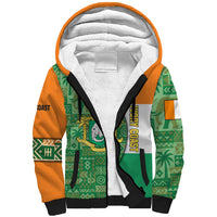 Ivory Coast Sherpa Hoodie with Elephant Crest and Tribal Pattern Design - Wonder Print Shop