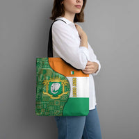 Ivory Coast Tote Bag with Elephant Crest and Tribal Pattern Design - Wonder Print Shop