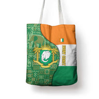 Ivory Coast Tote Bag with Elephant Crest and Tribal Pattern Design - Wonder Print Shop