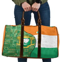 Ivory Coast Travel Bag with Elephant Crest and Tribal Pattern Design - Wonder Print Shop