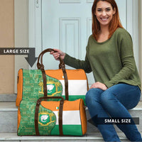 Ivory Coast Travel Bag with Elephant Crest and Tribal Pattern Design - Wonder Print Shop