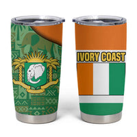 Ivory Coast Tumbler Cup with Elephant Crest and Tribal Pattern Design - Wonder Print Shop