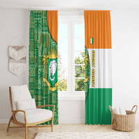 Ivory Coast Window Curtain with Elephant Crest and Tribal Pattern Design - Wonder Print Shop