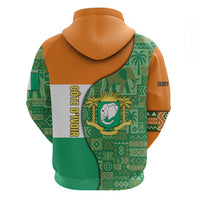 Ivory Coast Zip Hoodie with Elephant Crest and Tribal Pattern Design - Wonder Print Shop