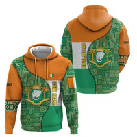 Ivory Coast Zip Hoodie with Elephant Crest and Tribal Pattern Design - Wonder Print Shop