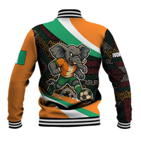 Ivory Coast Baseball Jacket with Soccer Elephant and Tribal Pattern Design - Wonder Print Shop