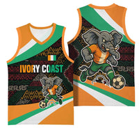 Ivory Coast Basketball Jersey with Soccer Elephant and Tribal Pattern Design - Wonder Print Shop