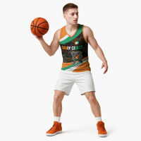 Ivory Coast Basketball Jersey with Soccer Elephant and Tribal Pattern Design - Wonder Print Shop