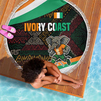 Ivory Coast Beach Blanket with Soccer Elephant and Tribal Pattern Design - Wonder Print Shop