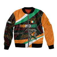 Ivory Coast Bomber Jacket with Soccer Elephant and Tribal Pattern Design - Wonder Print Shop