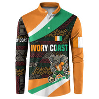 Ivory Coast Button Sweatshirt with Soccer Elephant and Tribal Pattern Design - Wonder Print Shop