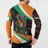 Ivory Coast Button Sweatshirt with Soccer Elephant and Tribal Pattern Design - Wonder Print Shop