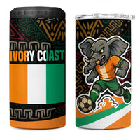 Ivory Coast 4 in 1 Can Cooler Tumbler with Soccer Elephant and Tribal Pattern Design - Wonder Print Shop