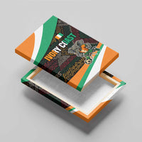 Ivory Coast Canvas Wall Art with Soccer Elephant and Tribal Pattern Design - Wonder Print Shop