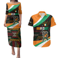 Ivory Coast Couples Matching Puletasi and Hawaiian Shirt with Soccer Elephant and Tribal Pattern Design - Wonder Print Shop