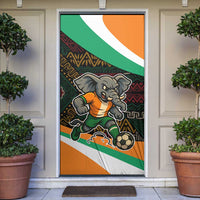 Ivory Coast Door Cover with Soccer Elephant and Tribal Pattern Design - Wonder Print Shop