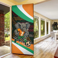 Ivory Coast Door Cover with Soccer Elephant and Tribal Pattern Design - Wonder Print Shop