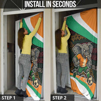 Ivory Coast Door Cover with Soccer Elephant and Tribal Pattern Design - Wonder Print Shop