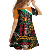 Ivory Coast Family Matching Off The Shoulder Long Sleeve Dress and Hawaiian Shirt with Soccer Elephant and Tribal Pattern Design - Wonder Print Shop
