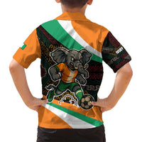 Ivory Coast Family Matching Off Shoulder Short Dress and Hawaiian Shirt with Soccer Elephant and Tribal Pattern Design - Wonder Print Shop