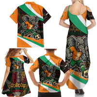 Ivory Coast Family Matching Summer Maxi Dress and Hawaiian Shirt with Soccer Elephant and Tribal Pattern Design - Wonder Print Shop