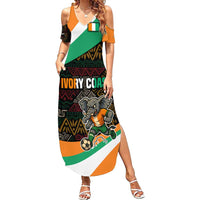 Ivory Coast Family Matching Summer Maxi Dress and Hawaiian Shirt with Soccer Elephant and Tribal Pattern Design - Wonder Print Shop