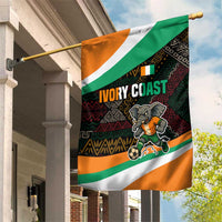 Ivory Coast Garden Flag with Soccer Elephant and Tribal Pattern Design - Wonder Print Shop